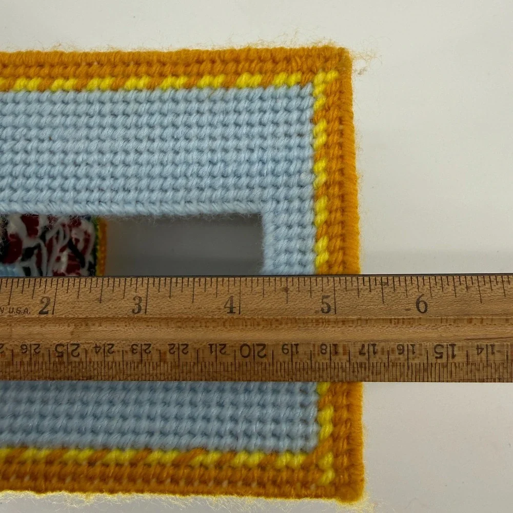 Vintage Handmade Needlepoint Plastic Canvas Tissue Box‎ Cover LIGHTHOUSE
